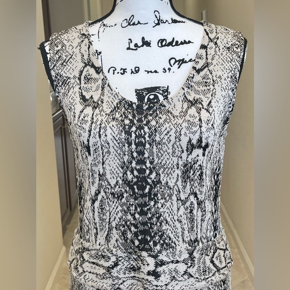 St. John Black and Gray Snake Print Dress - Picture 3 of 5